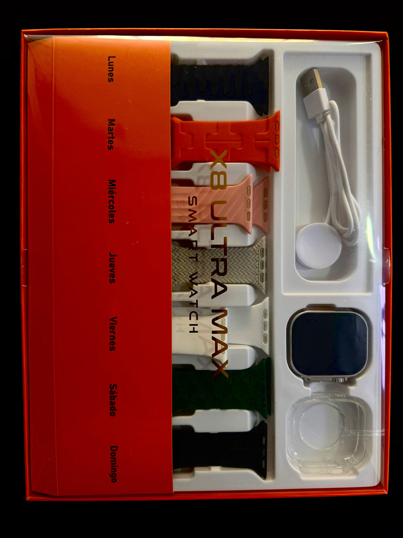 Smartwatch X8 ULTRA MAX con 7 Correas de Silicona en Diferentes Colores